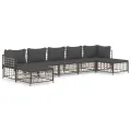 Salon de jardin 7 pcs avec coussins anthracite résine tressée
