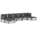 Salon de jardin 7 pcs avec coussins anthracite résine tressée