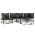 Salon de jardin 5 pcs avec coussins anthracite résine tressée