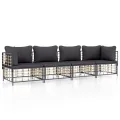 Salon de jardin 4 pcs avec coussins anthracite résine tressée