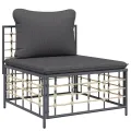 Salon de jardin 5 pcs avec coussins anthracite résine tressée