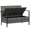 Banc de Jardin à 2 Places avec Coussins Gris Résine Tressée