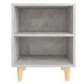Table de chevet avec pieds en bois Gris béton 40x30x50 cm