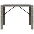 Table de bar et dessus en verre gris 145x80x110 cm poly rotin