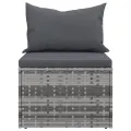 Canapés centraux de jardin et coussins 2pcs Gris Résine tressée