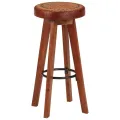 Tabourets de bar 2 pcs Cuir véritable et bois d'acacia solide