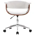 Chaise pivotante à dîner Blanc Bois courbé et similicuir