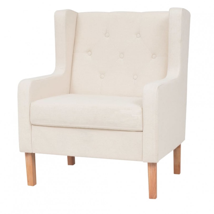 Fauteuil Blanc crème Tissu