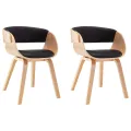 Chaises à manger lot de 2 noir bois courbé et similicuir