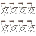 Chaises de bistrot pliantes 8pcs Marron Résine tressée et acier
