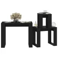 Tables gigognes 3 pcs Noir Bois d'ingénierie