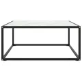 Table basse Noir avec verre marbre blanc 80x80x35 cm