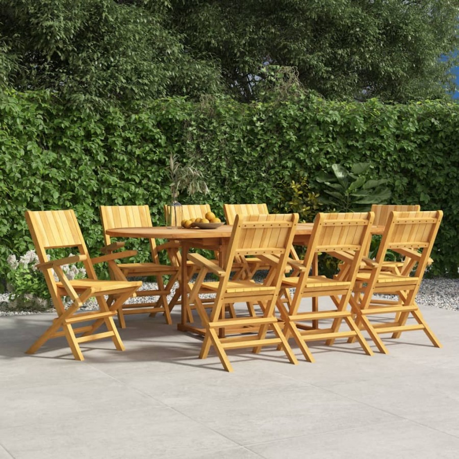 Chaises de jardin pliantes 8 pcs 55x61x90 cm bois massif teck