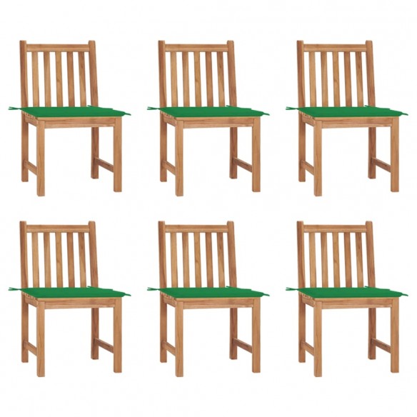 Chaises de jardin 6 pcs avec coussins Bois de teck massif