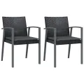 Chaises de jardin et coussins lot de 2 noir 56,5x57x83 cm rotin