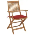 Chaises pliables de jardin 6 pcs avec coussins Bois d'acacia