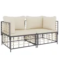 Canapés d'angle sectionnels avec coussins 2 pcs résine tressée