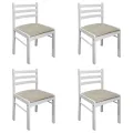 Chaises à manger lot de 4 blanc hévéa solide et velours