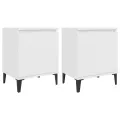 Tables de chevet avec pieds en métal 2 pcs Blanc 40x30x50 cm