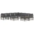 Salon de jardin 9 pcs avec coussins anthracite résine tressée