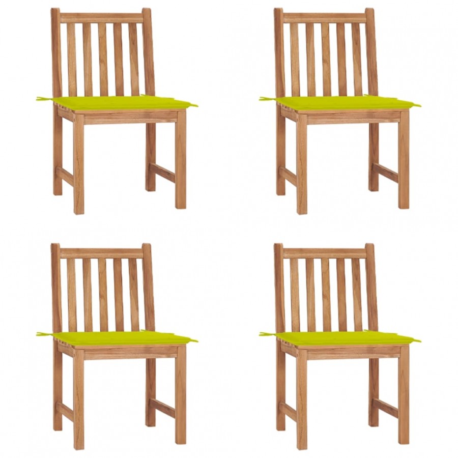 Chaises de jardin 4 pcs avec coussins Bois de teck massif