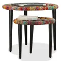 Table basse 2 pcs Détails tissés chindi Multicolore
