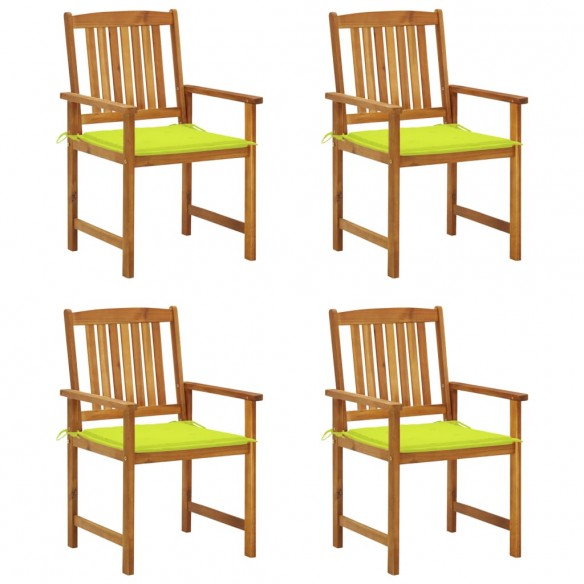 Chaises de jardin avec coussins 4 pcs Bois d'acacia massif