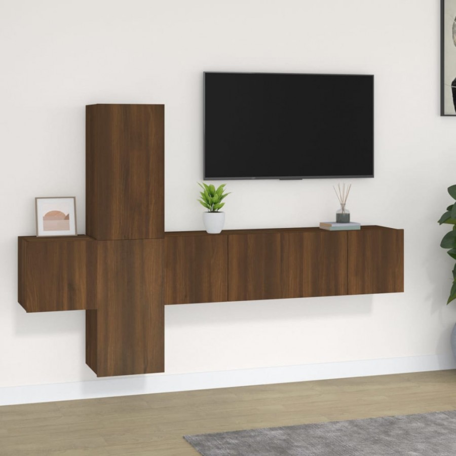 Ensemble de meubles TV 5 pcs Chêne marron Bois d'ingénierie