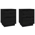 Tables de chevet 2 pcs Noir 40x35x50 cm Bois de pin solide