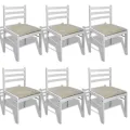 Chaises à manger lot de 6 blanc bois solide et velours
