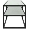 Meuble TV noir avec verre marbre blanc 120x40x40 cm