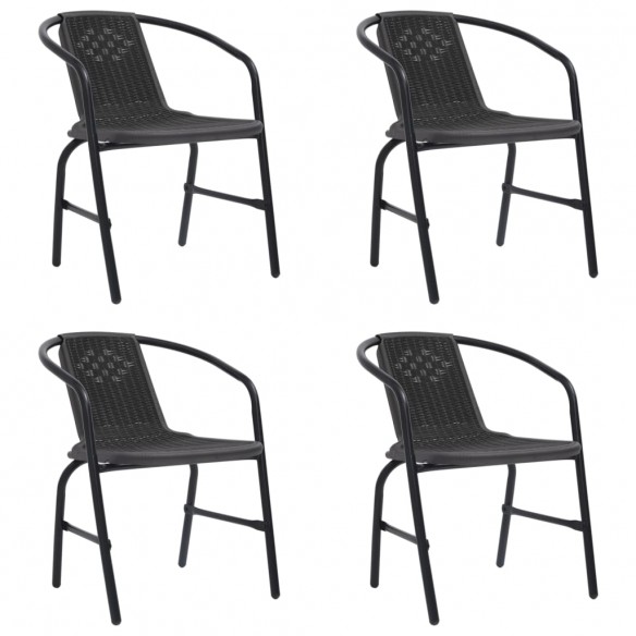 Chaises de jardin 4 pcs Rotin plastique et acier 110 kg