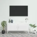 Meuble TV Blanc 105x35x50 cm Acier