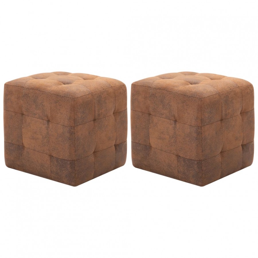 2 pcs Tables de chevet Marron 30x30x30 cm Similicuir daim