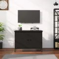 Meuble TV avec portes noir 60x35x45 cm bois d'ingénierie