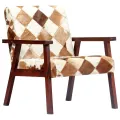 Fauteuil Blanc et marron Cuir véritable de chèvre