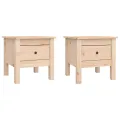 Tables d'appoint 2 pcs 40x40x39 cm Bois massif de pin