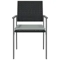 Chaises de jardin et coussins lot de 4 noir 54x62,5x89 cm rotin