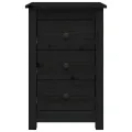 Table de chevet Noir 40x35x61,5 cm Bois de pin massif