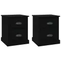Tables de chevet 2 pcs noir 39x39x47,5 cm bois d'ingénierie