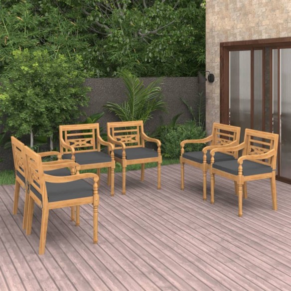 Chaises Batavia 6 pcs avec coussins Bois de teck solide