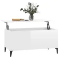 Table basse Blanc brillant 90x44,5x45 cm Bois d'ingénierie