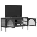 Meuble TV noir 105x35x50 cm verre et acier
