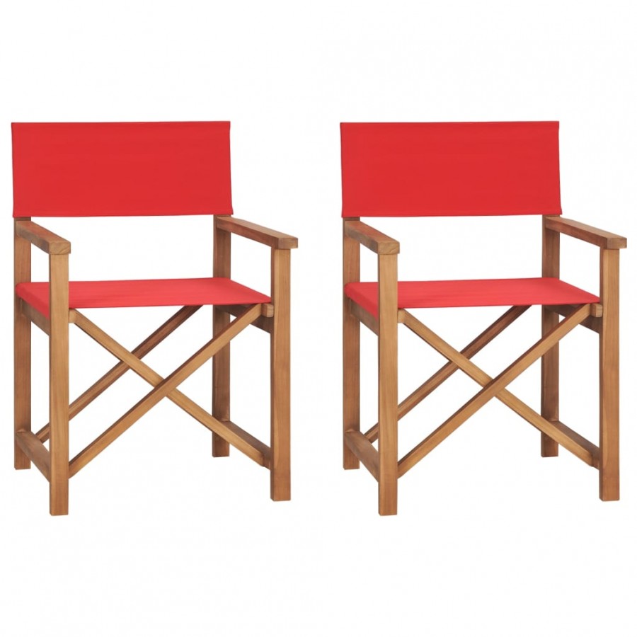 Chaises de metteur en scène pliantes lot de 2 Bois teck massif