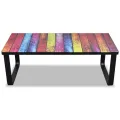 Table basse avec impression d'arc-en-ciel Dessus en verre