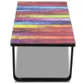 Table basse avec impression d'arc-en-ciel Dessus en verre