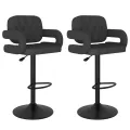 Tabourets de bar lot de 2 gris foncé tissu