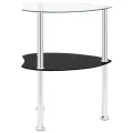 Table 2 niveaux Transparent et noir 38x38x50 cm Verre trempé