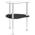 Table 2 niveaux Transparent et noir 38x38x50 cm Verre trempé