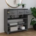 Table console HAMAR Gris foncé 90x35x90 cm Bois massif de pin